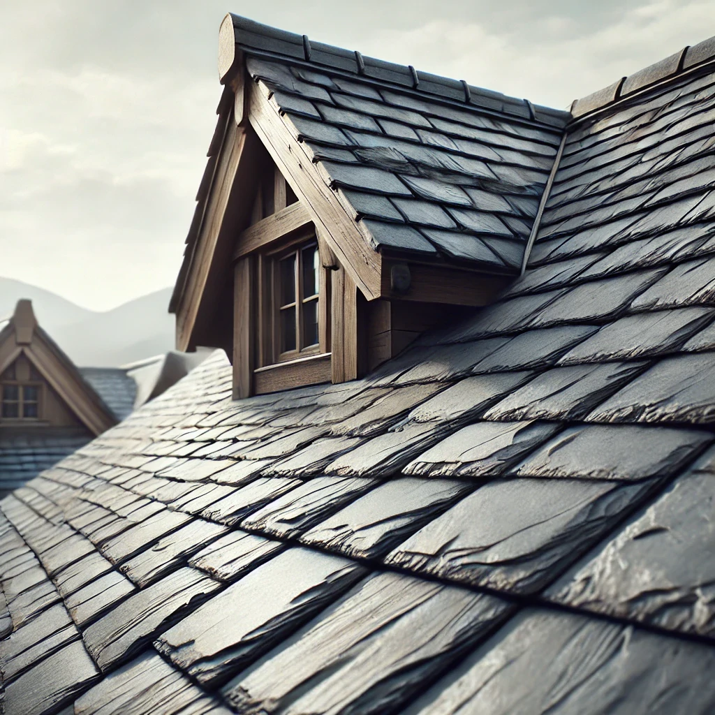 Toiture en ardoise sur maison traditionnelle. Couverture Delalande, spécialiste de la toiture en ardoise à Vieux-Viel, Ille-et-Vilaine (35).
