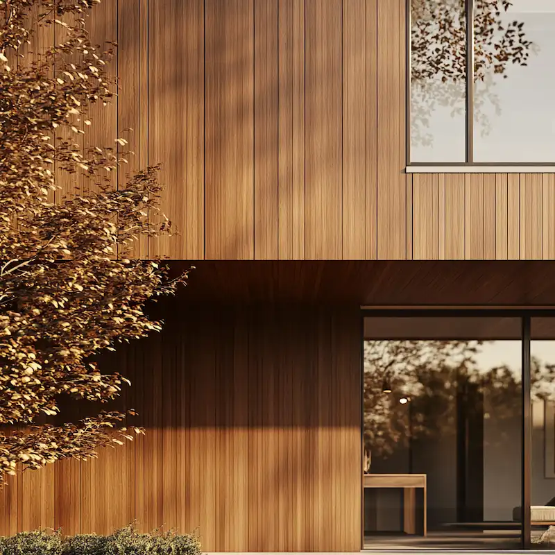 Bardage en bois naturel sur façade moderne. Couverture Delalande, spécialiste en bardage bois et isolation à Vieux-Viel en Ille-et-Vilaine (35) - Bretagne.